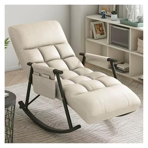 5-Position Reclining Modern Indoor Rocking Chair with Side Pocket