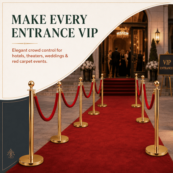 Crowd Control Stanchion Multiple Styles | Retractable Belt & Velvet Rope Queue Barrier Posts for Events, Weddings, Red Carpet & Venue Line Management