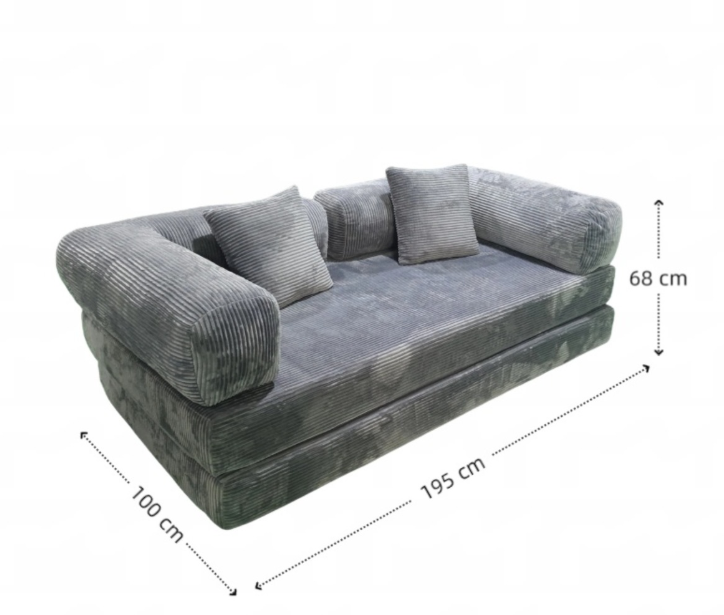 Ultra Soft Gray Compressed Floor Sectional Sofa, Multi-Position Reclining Modular Couch, Easy Setup Foldable Sofa Guest Bed