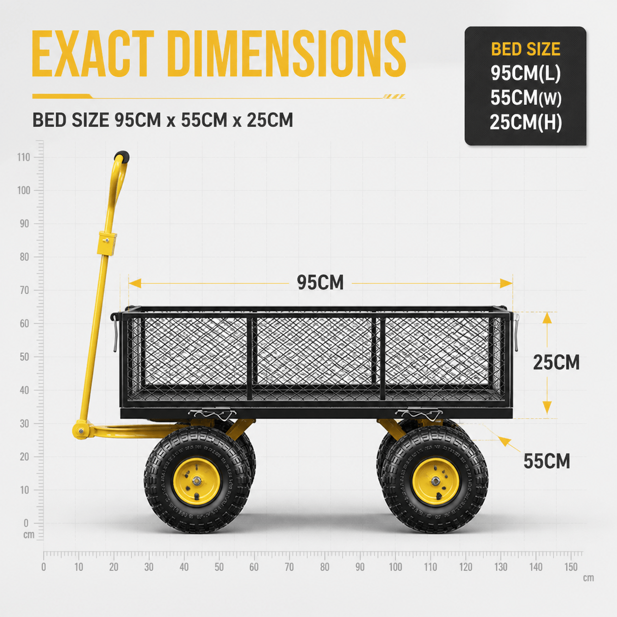 500kg Steel Hand Truck & Utility Cart, Side-Loading Multi-Purpose Trolley, Heavy-Duty Outdoor Wagon for Rural, Garden and Warehouse Loading