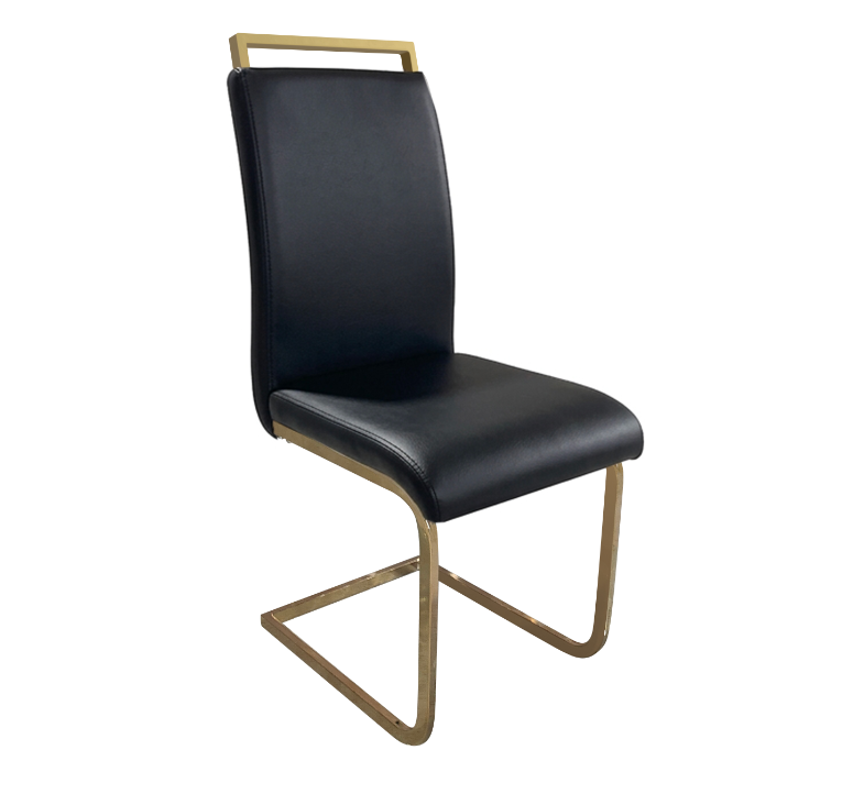 High Back Padded Dining Chairs with Golden Metal Legs, Faux Leather Kitchen Side Chair Sold in 1/2/4 Sets