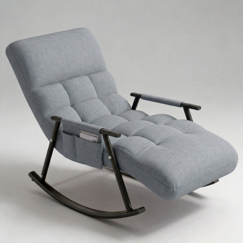 5-Position Reclining Modern Indoor Rocking Chair with Side Pocket