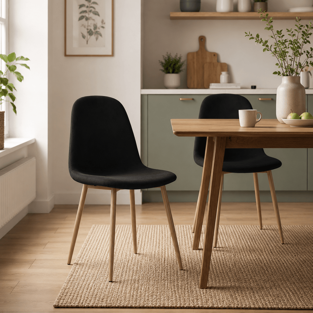 Mid-Century Fabric Dining Chairs 1/2/4, Gold Metal Legs Indoor & Outdoor