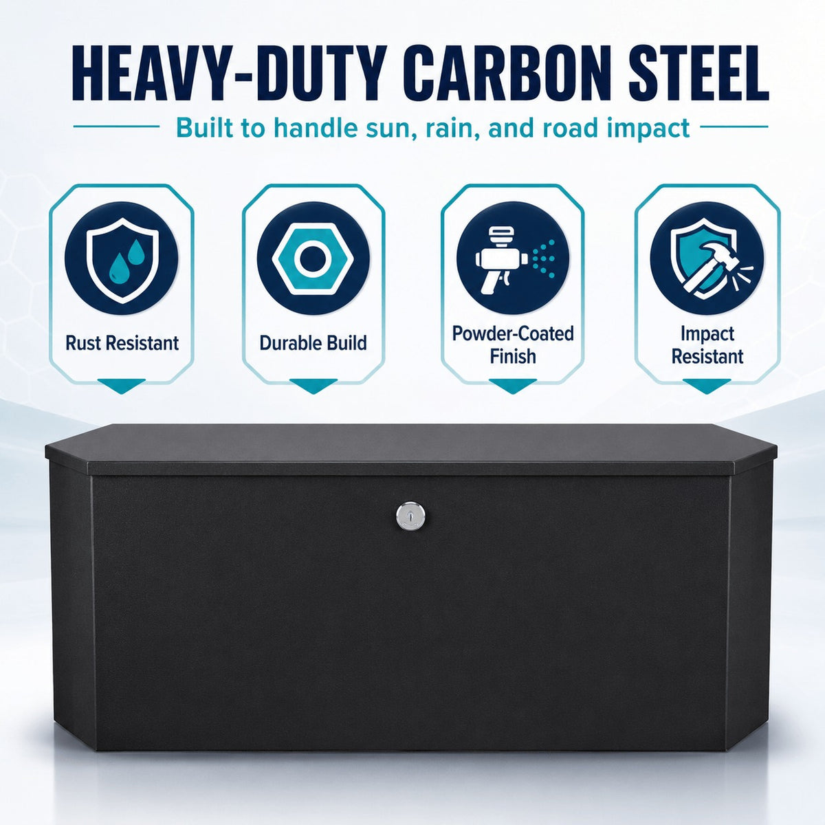 Trailer Tongue Tool Box, Heavy-Duty Carbon Steel Storage Box, Lockable Trailer Toolbox with 2 Keys for RVs, Campers, Flatbeds & Outdoor Gear