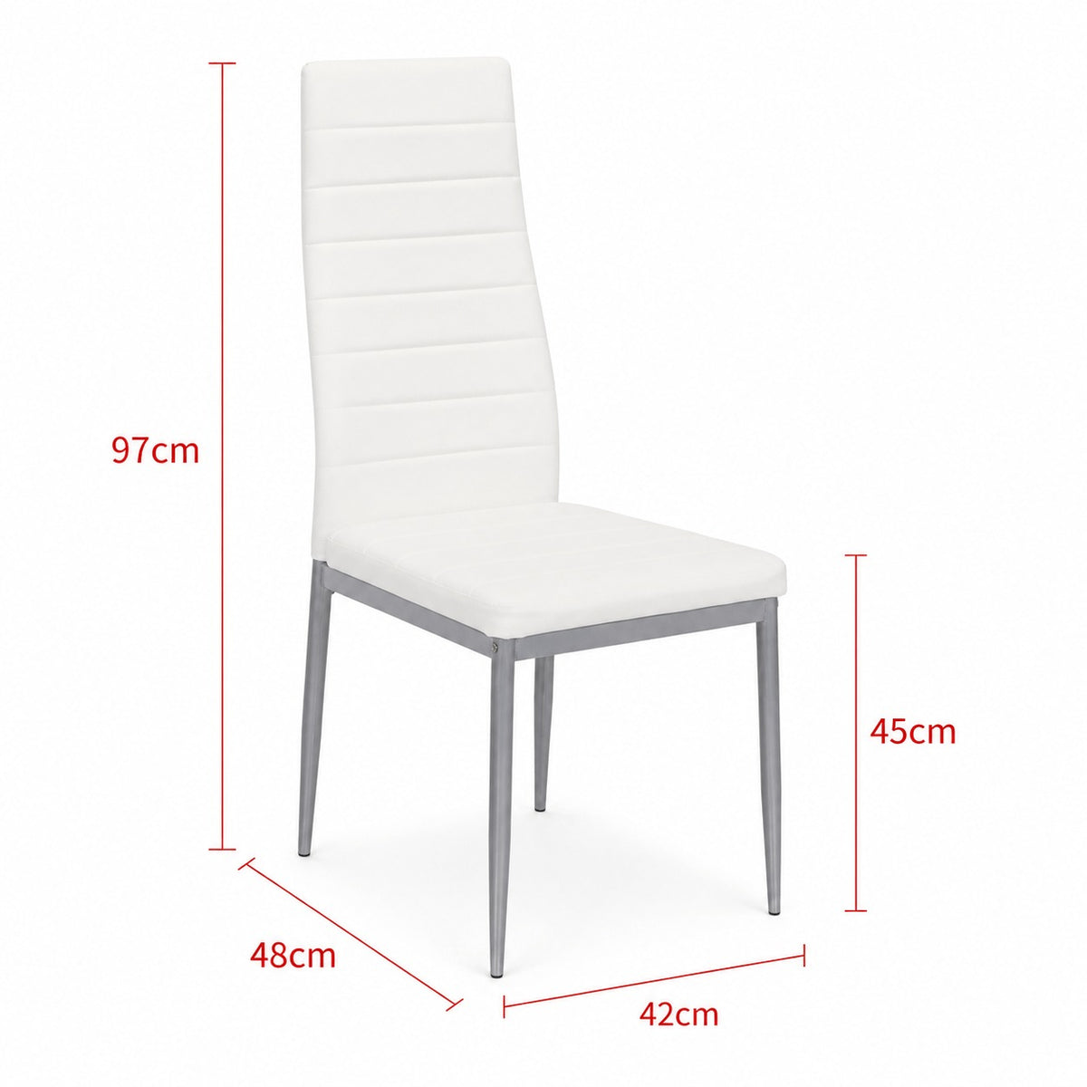 Modern Leather Accent Dining Chairs 1/2/4, Space Saving Metal Leg Kitchen Chairs with Thick Cushions