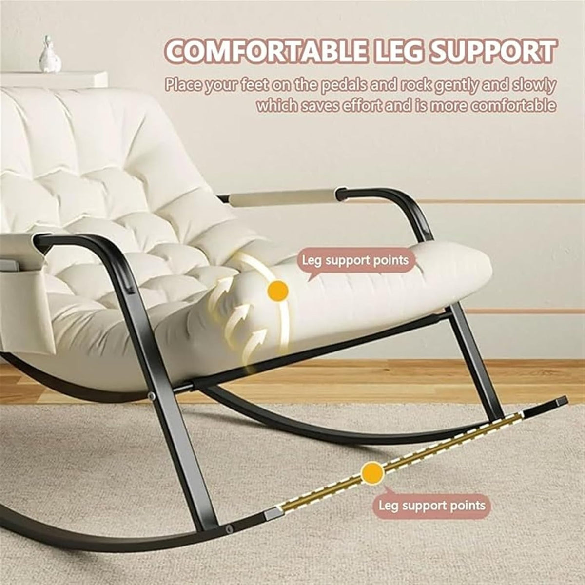 Ergonomic Linen Glider Rocker Recliner with Armrests for Indoor Use