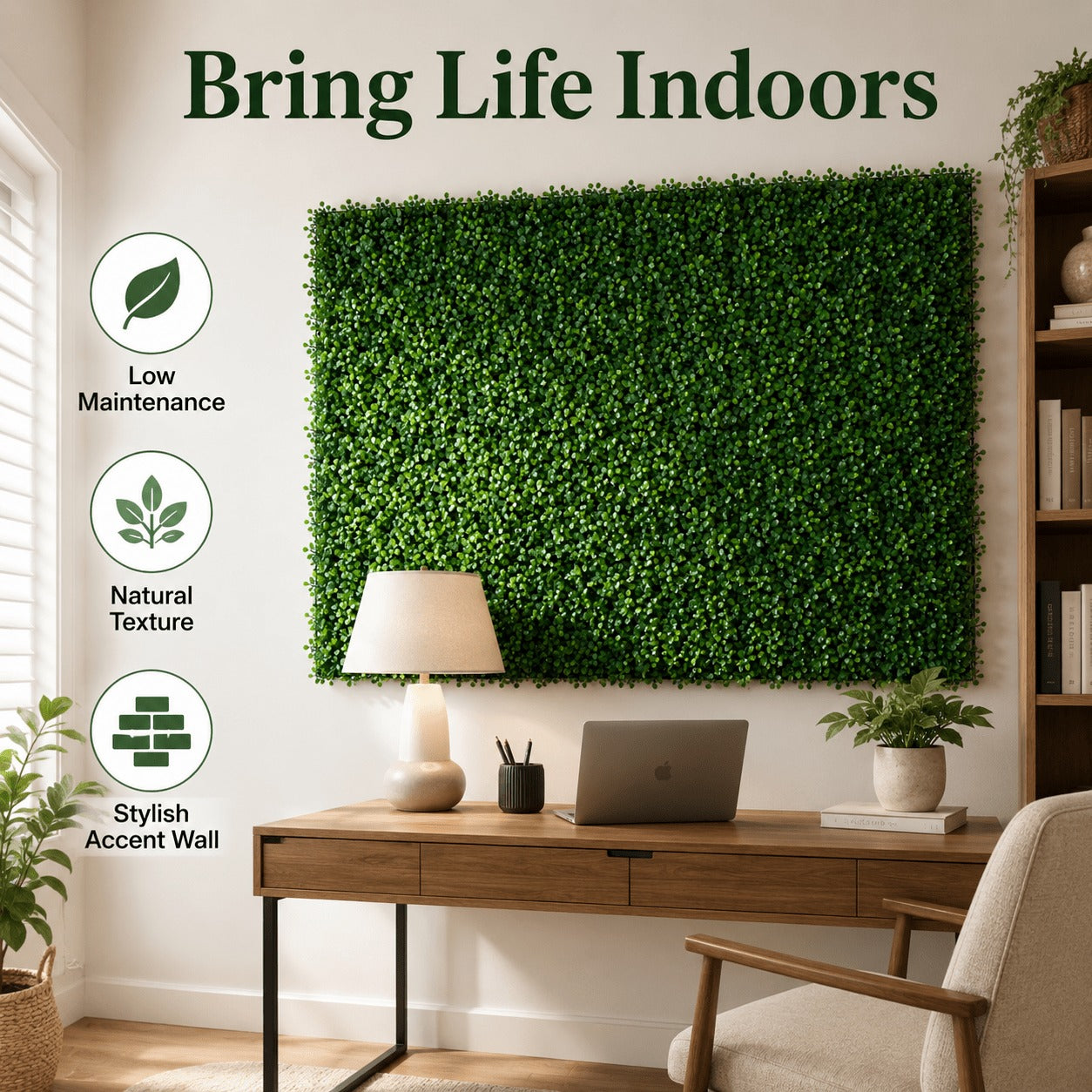 Faux Greenery Wall Panels, 24" x 16", UV Resistant Decorative Fence Screen, Ideal for Patio, Balcony, Garden, Backyard & Wedding Backdrop, Indoor & Outdoor Use