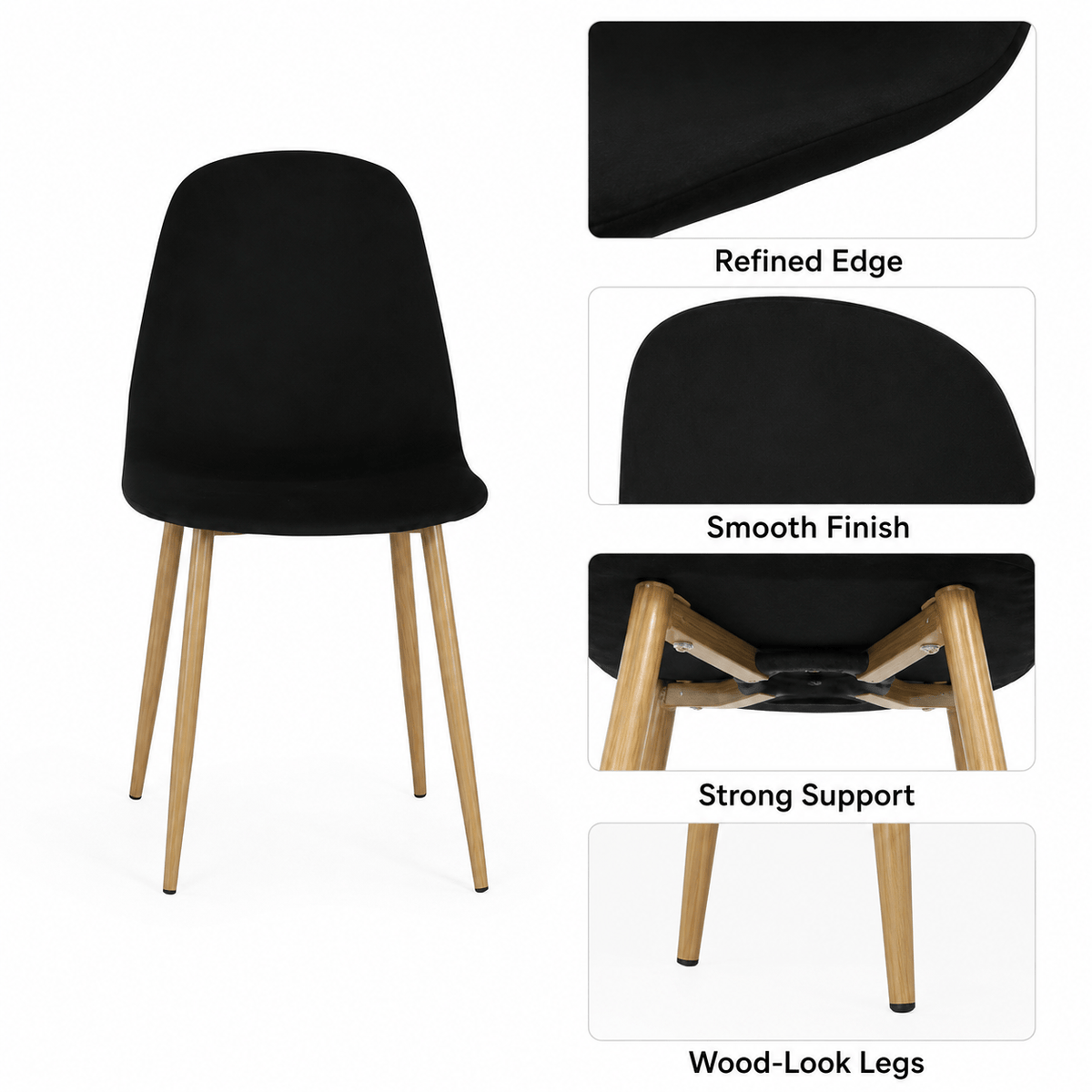 Mid-Century Fabric Dining Chairs 1/2/4, Gold Metal Legs Indoor & Outdoor