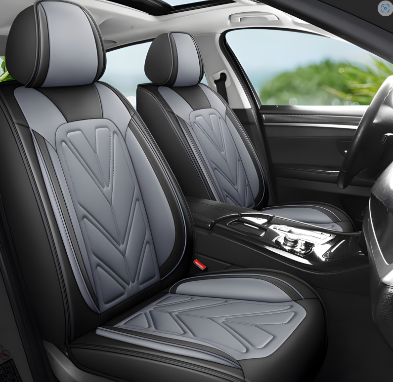 Universal Full Set 5 Car Seat Covers for 5-Seater Vehicles, Waterproof Faux Leather Auto Seat Cushion Protector, Multiple Styles Black Red Pink Blue Orange Gray Car Seat Covers Interior Decoration for Sedan SUV Van Pickup Truck