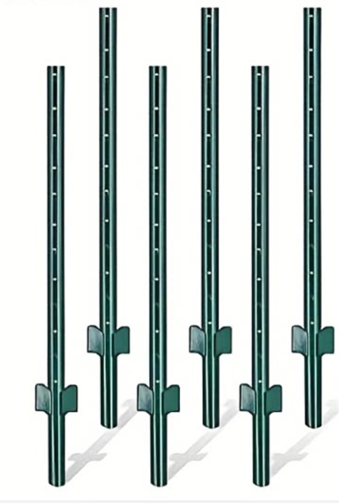 4/5/6/7FT Metal Fence Posts, 10-Pack Heavy Duty Green T-Posts for Outdoor Garden Fencing, Metal Fence Stakes for Outdoor Garden & Yard Fencing, Sturdy and Practical Design