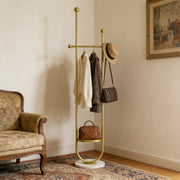 Freestanding Metal Coat Rack with Base, Modern Garment Hanger Stand, Heavy Duty Clothes Organizer for Entryway Bedroom Home Decor