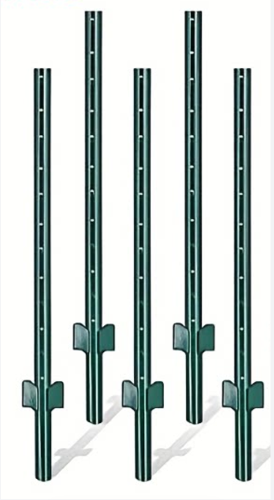 4/5/6/7FT Metal Fence Posts, 10-Pack Heavy Duty Green T-Posts for Outdoor Garden Fencing, Metal Fence Stakes for Outdoor Garden & Yard Fencing, Sturdy and Practical Design