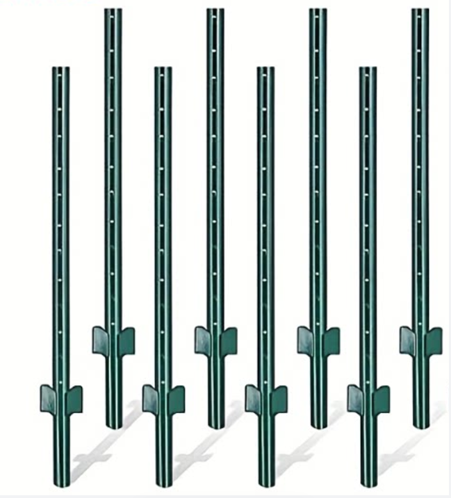 4/5/6/7FT Metal Fence Posts, 10-Pack Heavy Duty Green T-Posts for Outdoor Garden Fencing, Metal Fence Stakes for Outdoor Garden & Yard Fencing, Sturdy and Practical Design