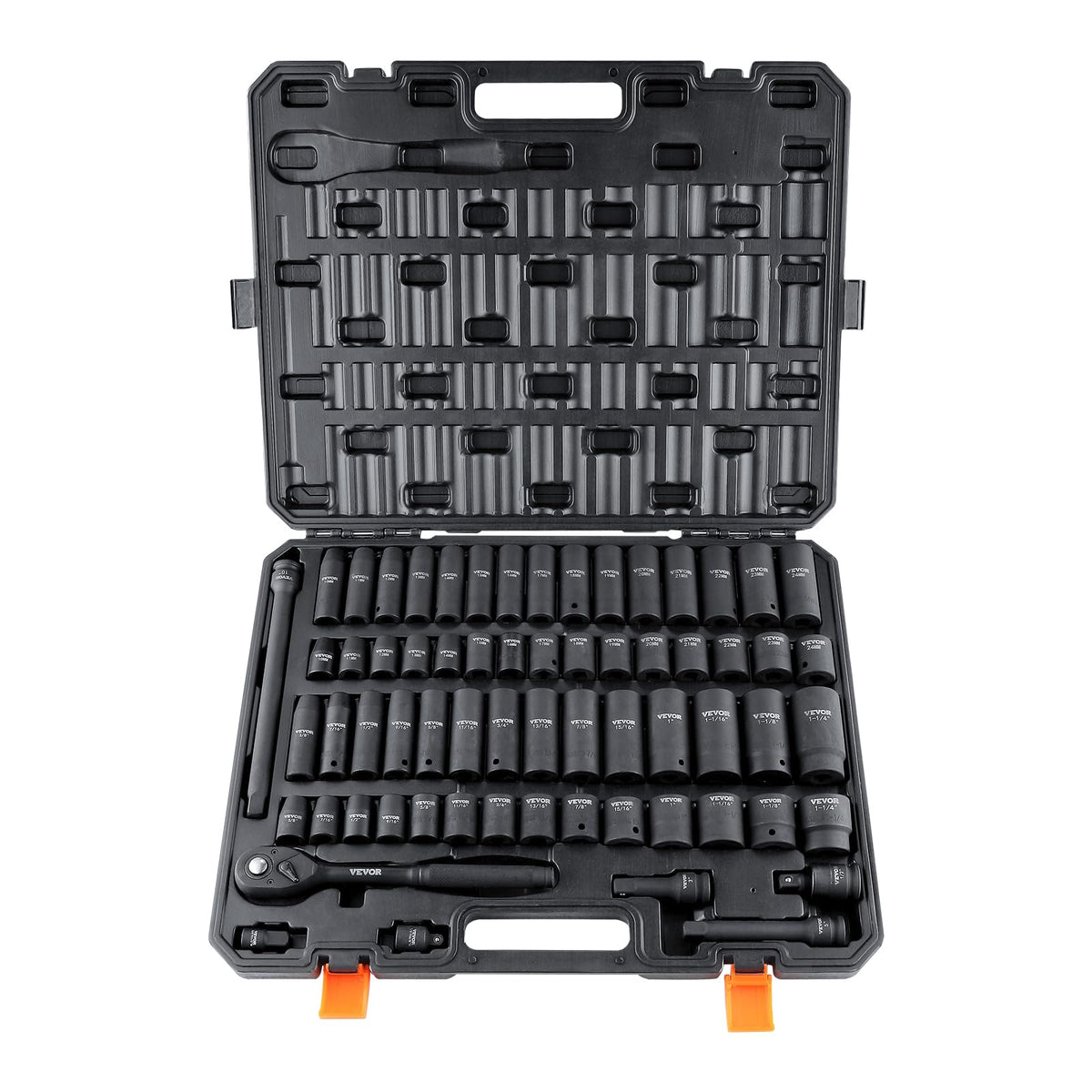 Professional 1/2" Drive Impact Socket Set, SAE 7/16" -1" & Metric 13-24mm 6 Point Cr-V Steel Socketswith Ratchet Wrench, Heavy Duty Storage Case for Auto Truck Household Repair