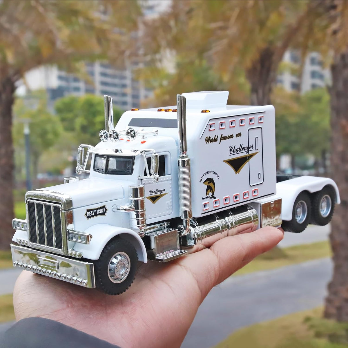 OANMYJJO Semi Truck Toys for Boy Heavy Trucks,Metal Diecast Trucks Model Pull Back Cars with Light and Sound,Truck and Trailer Toys for Boys,Toy Trucks for Boys Age 4-7