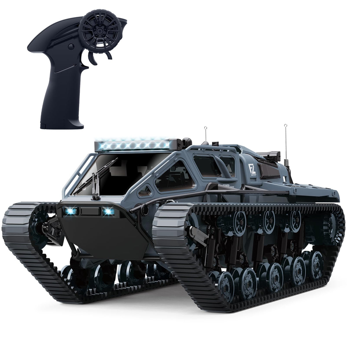 Mostop RC Tank Car, 1:16 Scale 2.4Ghz Remote Control Crawler High Speed Tank, Off-Road RC Tracked Vehicles 360°Rotating Drifting Car with 2 Batteries, Military Truck for Kids Adults