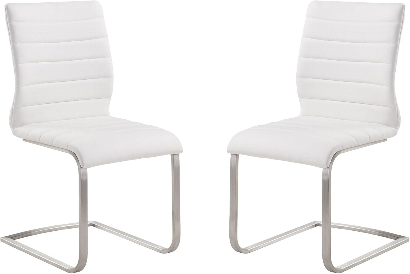 Modern Stitched Upholstered Dining Chairs, Cantilever Stainless Steel Leg Side Chair, Black & Grey Available, Set of 2/4/6/8/10