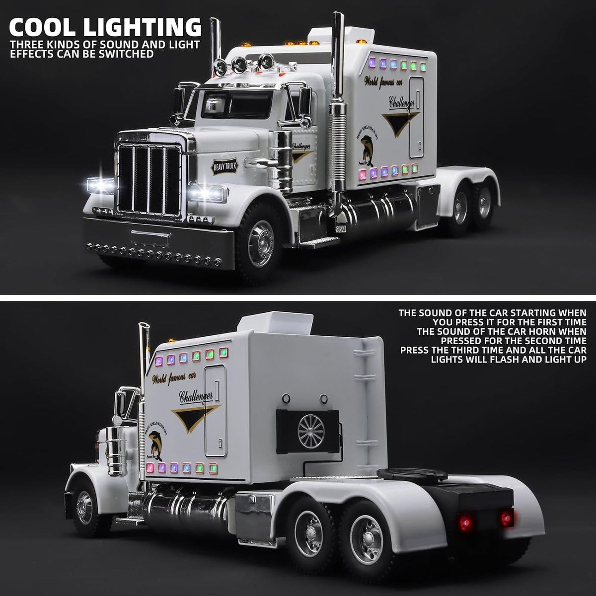 OANMYJJO Semi Truck Toys for Boy Heavy Trucks,Metal Diecast Trucks Model Pull Back Cars with Light and Sound,Truck and Trailer Toys for Boys,Toy Trucks for Boys Age 4-7