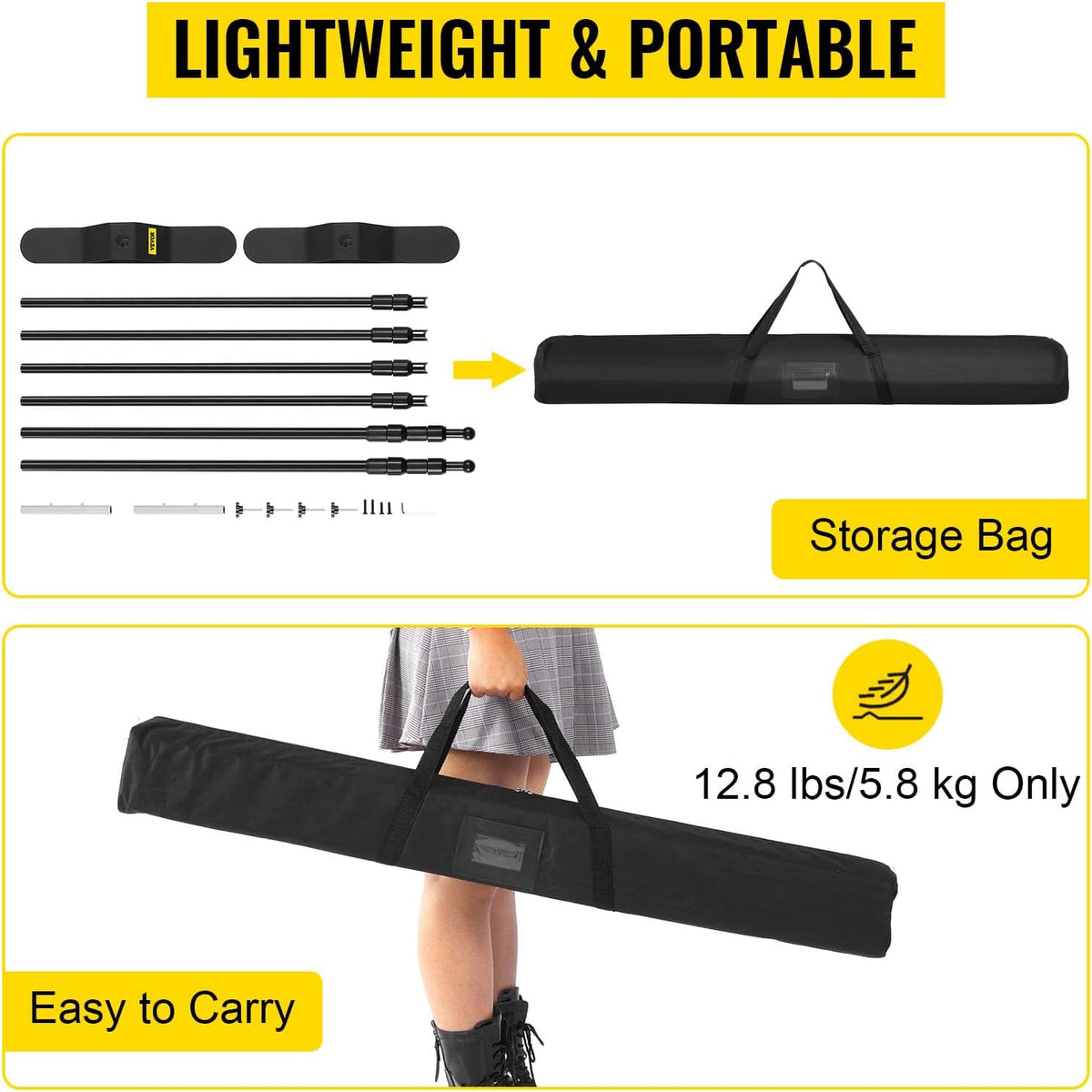 VEVOR Backdrop Banner Stand  Adjustable Height Background Stand Backdrop with 1 Carrying Bag, Backdrop Stand for Parties Wedding Photo Booth Trade Show