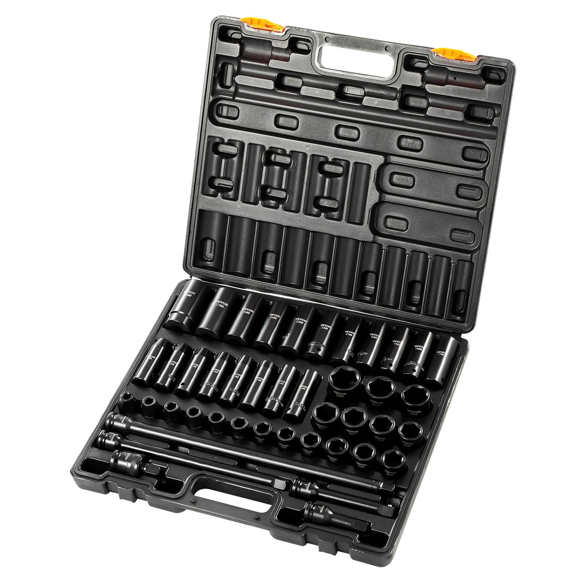 Professional 1/2" Drive Impact Socket Set, SAE 7/16" -1" & Metric 13-24mm 6 Point Cr-V Steel Socketswith Ratchet Wrench, Heavy Duty Storage Case for Auto Truck Household Repair