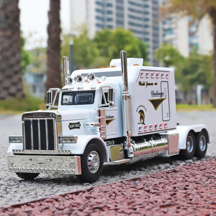 OANMYJJO Semi Truck Toys for Boy Heavy Trucks,Metal Diecast Trucks Model Pull Back Cars with Light and Sound,Truck and Trailer Toys for Boys,Toy Trucks for Boys Age 4-7