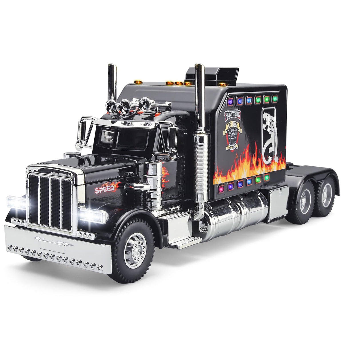 OANMYJJO Semi Truck Toys for Boy Heavy Trucks,Metal Diecast Trucks Model Pull Back Cars with Light and Sound,Truck and Trailer Toys for Boys,Toy Trucks for Boys Age 4-7