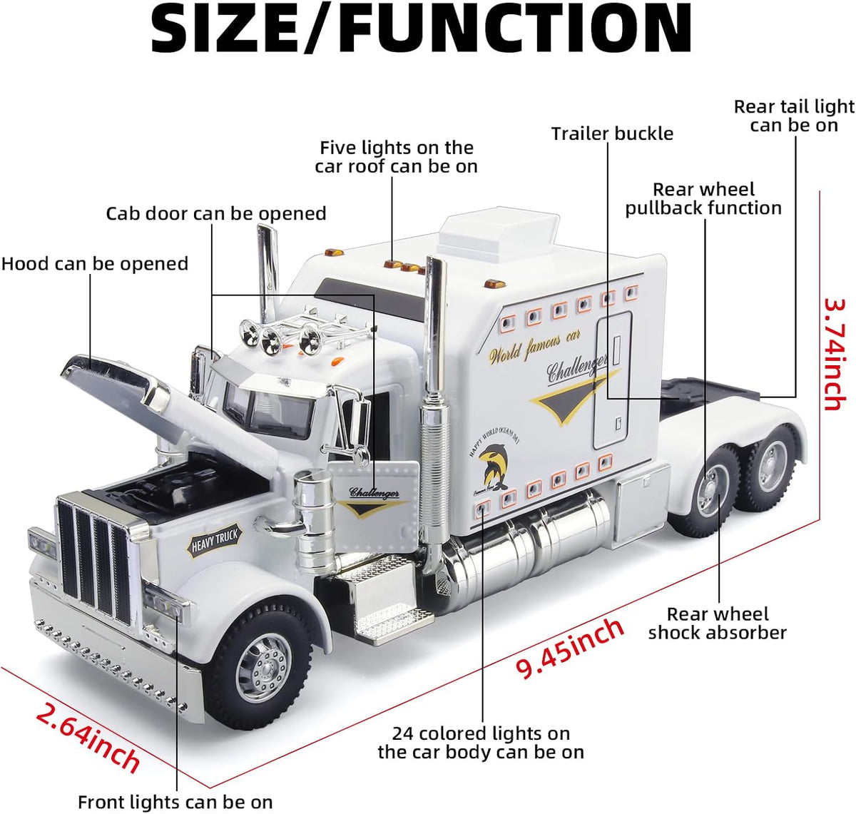 OANMYJJO Semi Truck Toys for Boy Heavy Trucks,Metal Diecast Trucks Model Pull Back Cars with Light and Sound,Truck and Trailer Toys for Boys,Toy Trucks for Boys Age 4-7