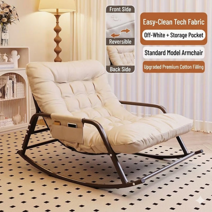 Ergonomic Linen Glider Rocker Recliner with Armrests for Indoor Use