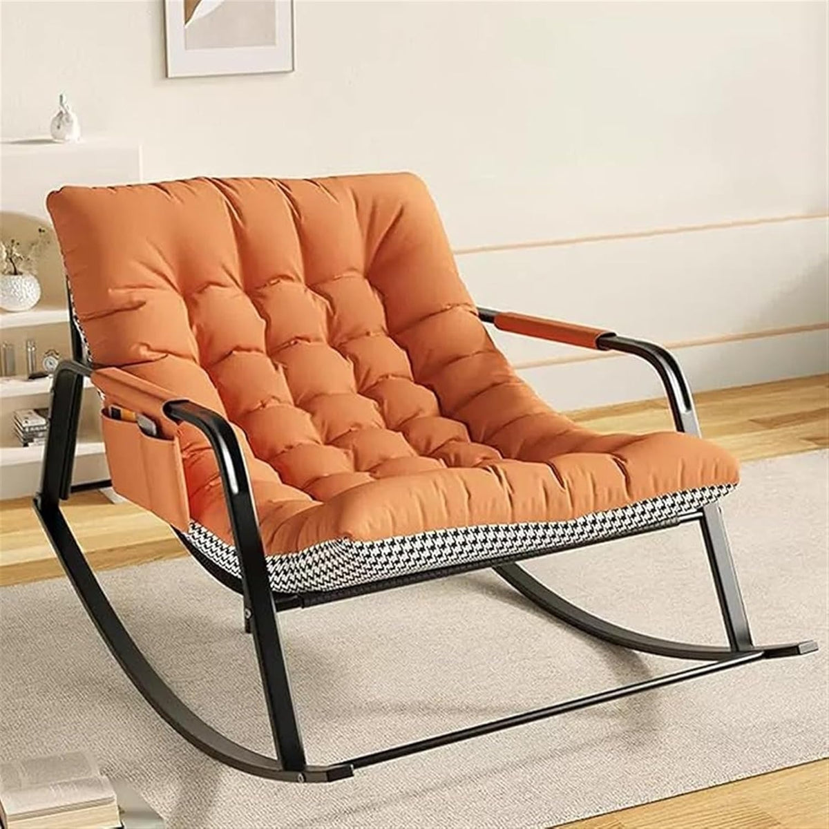 Ergonomic Linen Glider Rocker Recliner with Armrests for Indoor Use