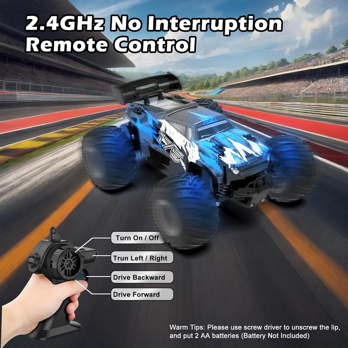 Sjpzwcrl Remote Control Car Toy Truck: - Hand Controlled Monster Truck Toys RC Car Electric Rock Crawler RC with Headlights and Colorful Toy Cars Body Lights for Boy Kids