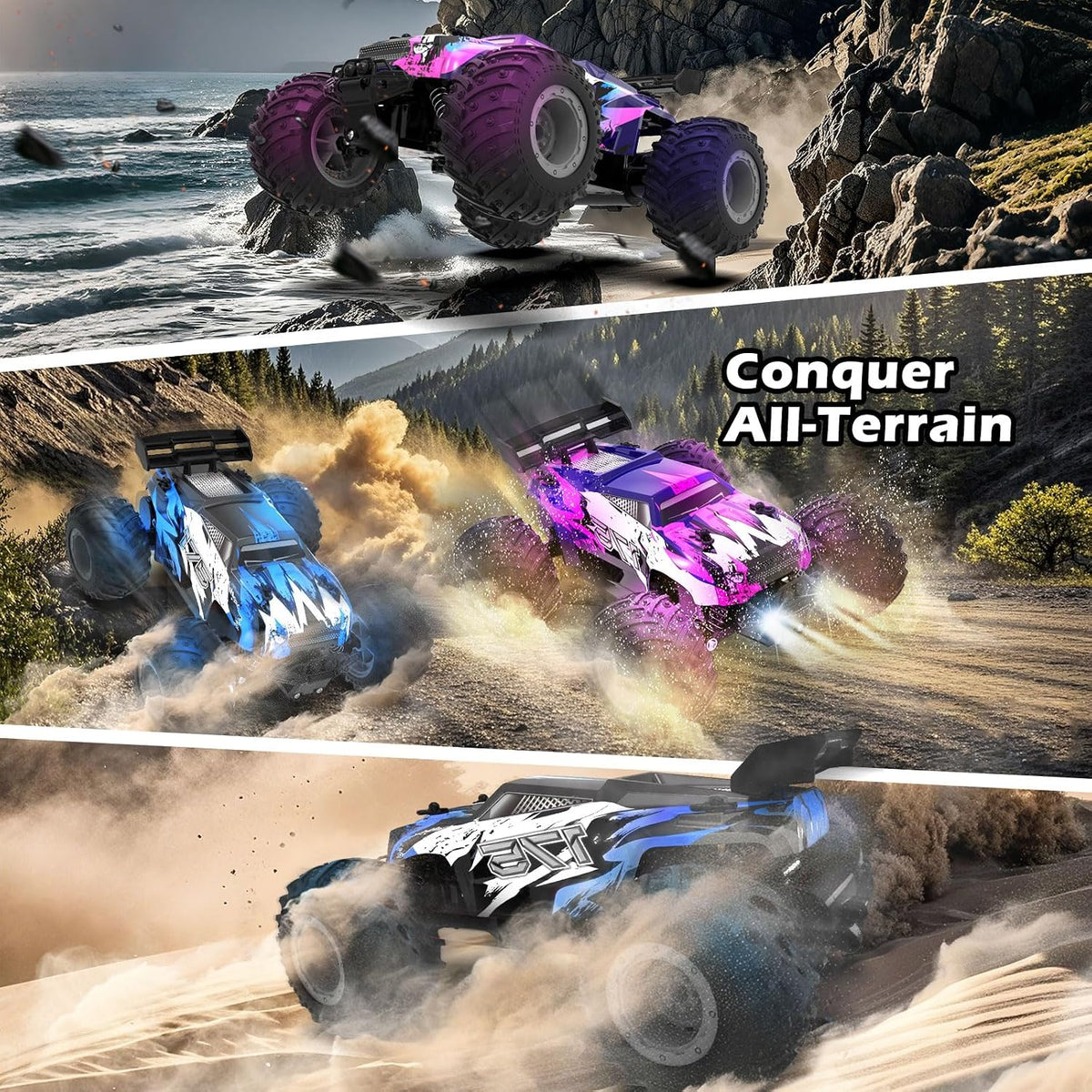 Sjpzwcrl Remote Control Car Toy Truck: - Hand Controlled Monster Truck Toys RC Car Electric Rock Crawler RC with Headlights and Colorful Toy Cars Body Lights for Boy Kids