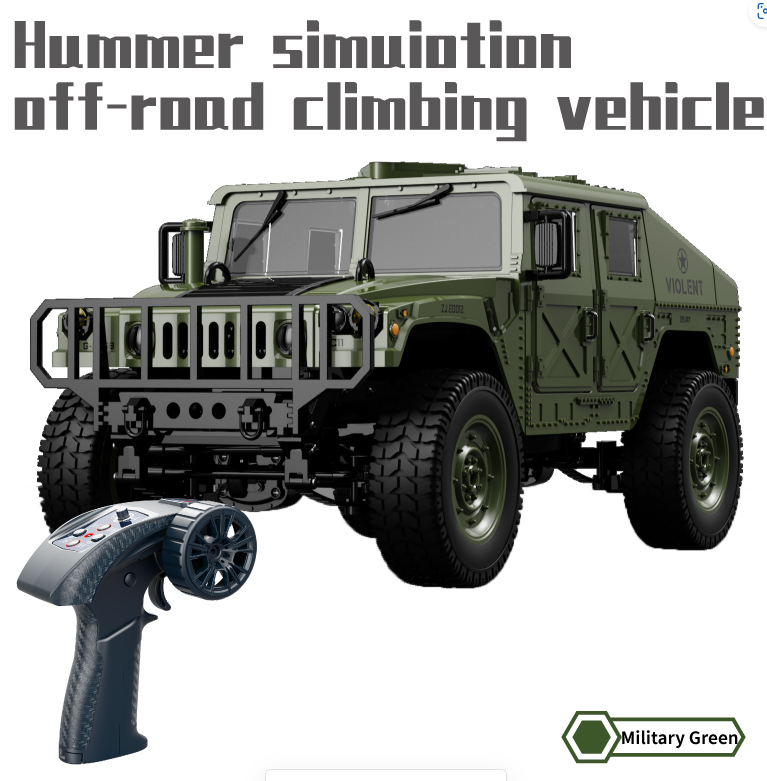 1/12 Scale Military RC Trail Truck, 2.4G Proportional RTR Off-Road Vehicle with LED Lights, Linked Steering, Openable Trunk, Type-C Charging (Advanced, Black)