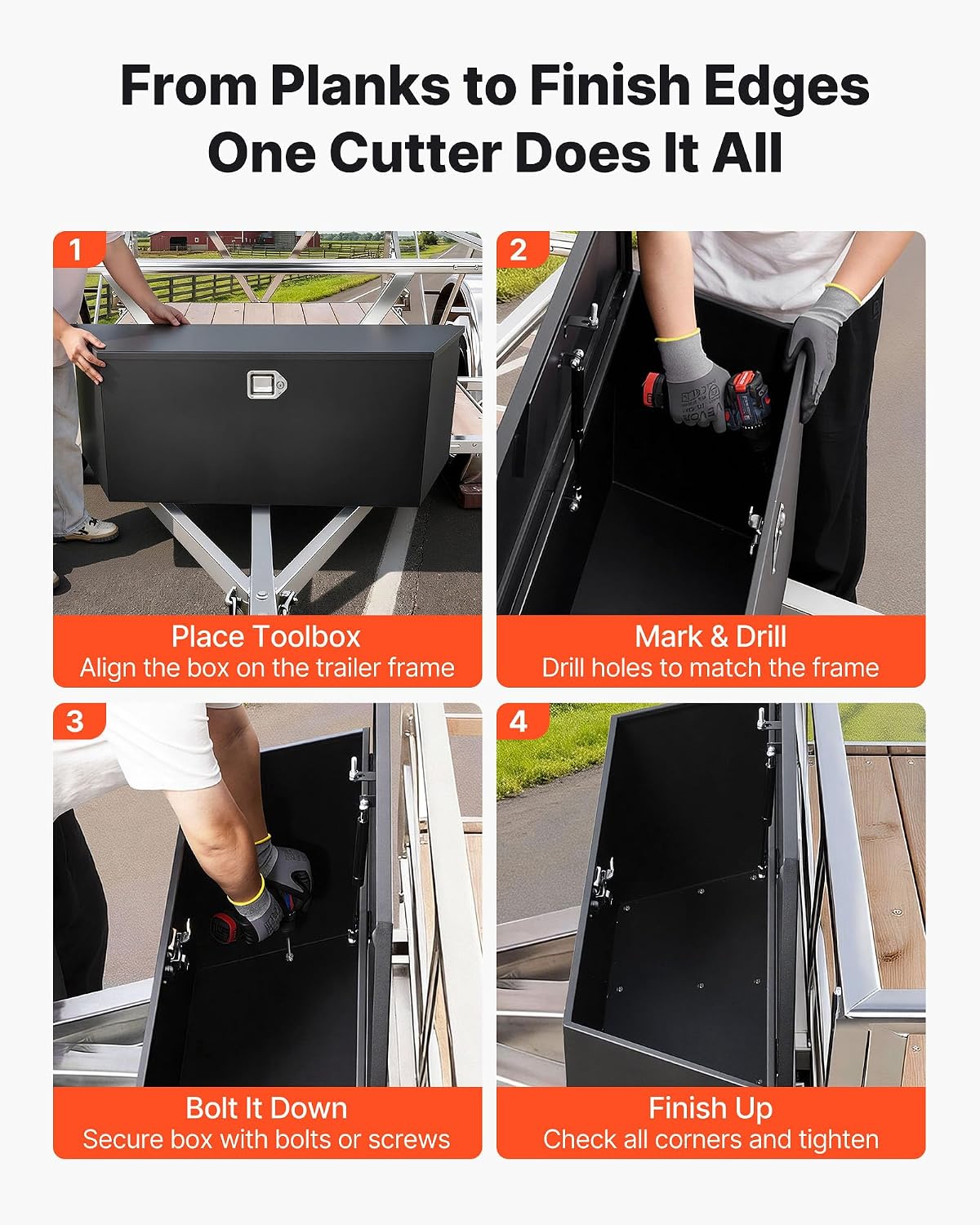 Trailer Tongue Tool Box, Heavy-Duty Carbon Steel Storage Box, Lockable Trailer Toolbox with 2 Keys for RVs, Campers, Flatbeds & Outdoor Gear