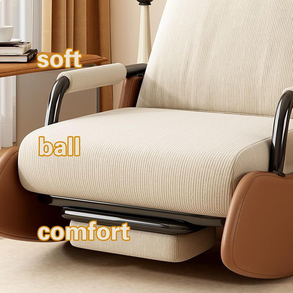 Foldable High Back Glide Rocker, Plush Seat & Footrest Sofa for Home Balcony