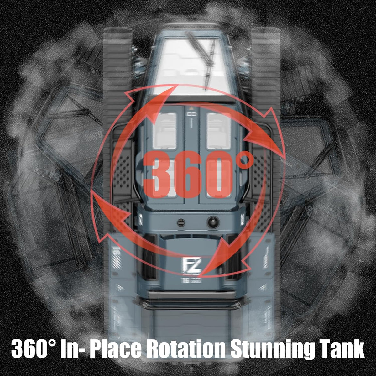 Mostop RC Tank Car, 1:16 Scale 2.4Ghz Remote Control Crawler High Speed Tank, Off-Road RC Tracked Vehicles 360°Rotating Drifting Car with 2 Batteries, Military Truck for Kids Adults