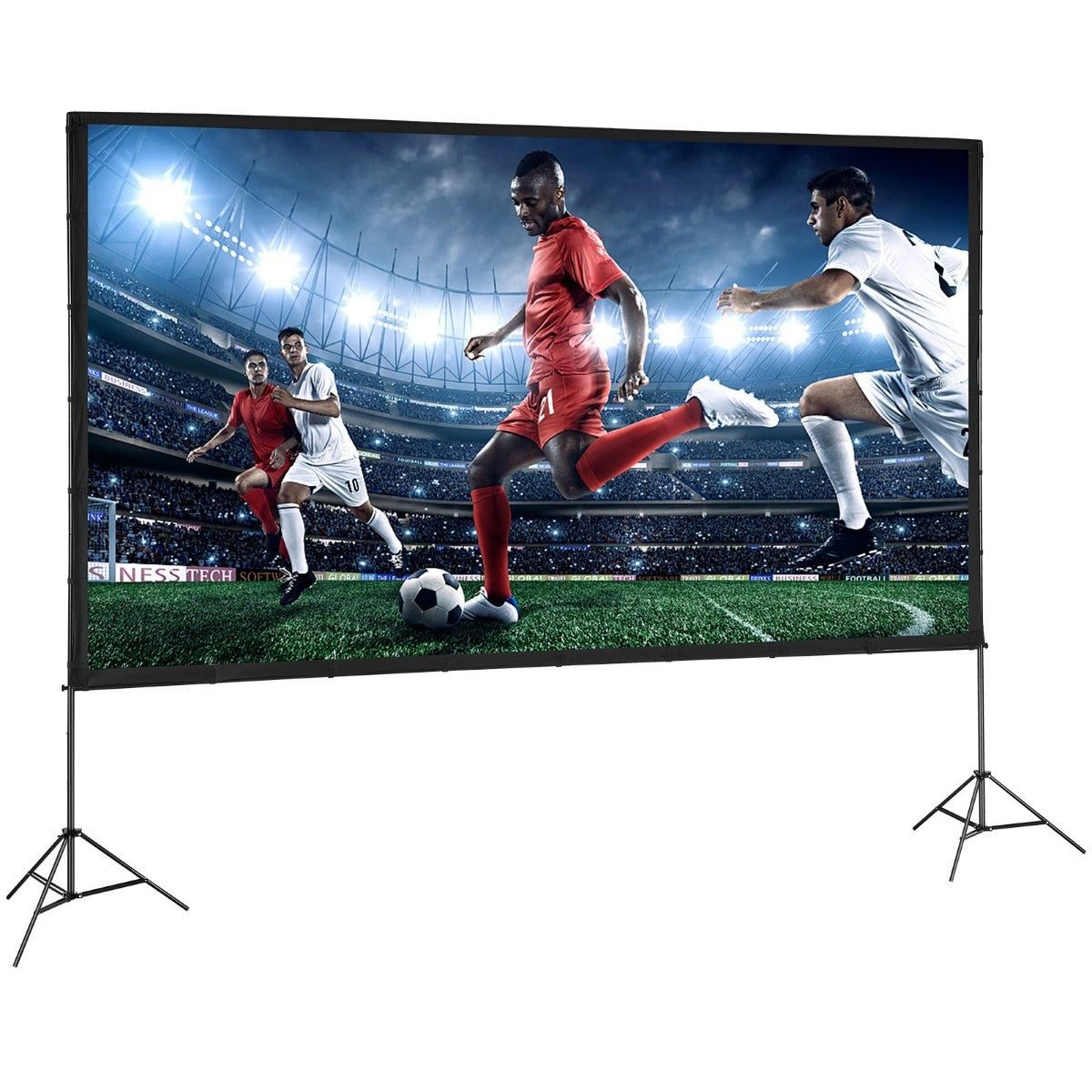 100/120/150 inch Projector Screen with Stand, 16:9 4K HD Portable Projection Screen for Indoor Outdoor Home Theater, Backyard Movie Night