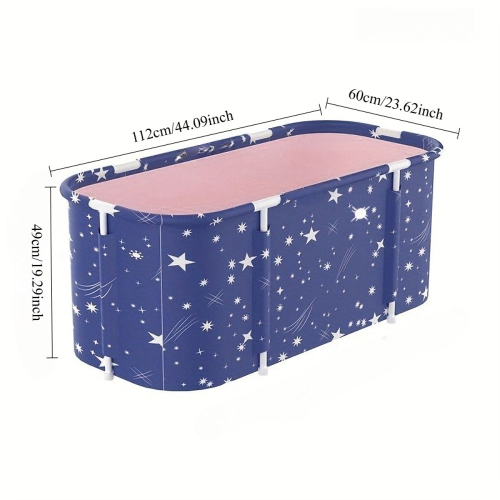 Portable Foldable Soaking Bathtub, Large Collapsible Spa Tub with Panda/Starry/Ocean Print, Space Saving Bathroom Bath Tub