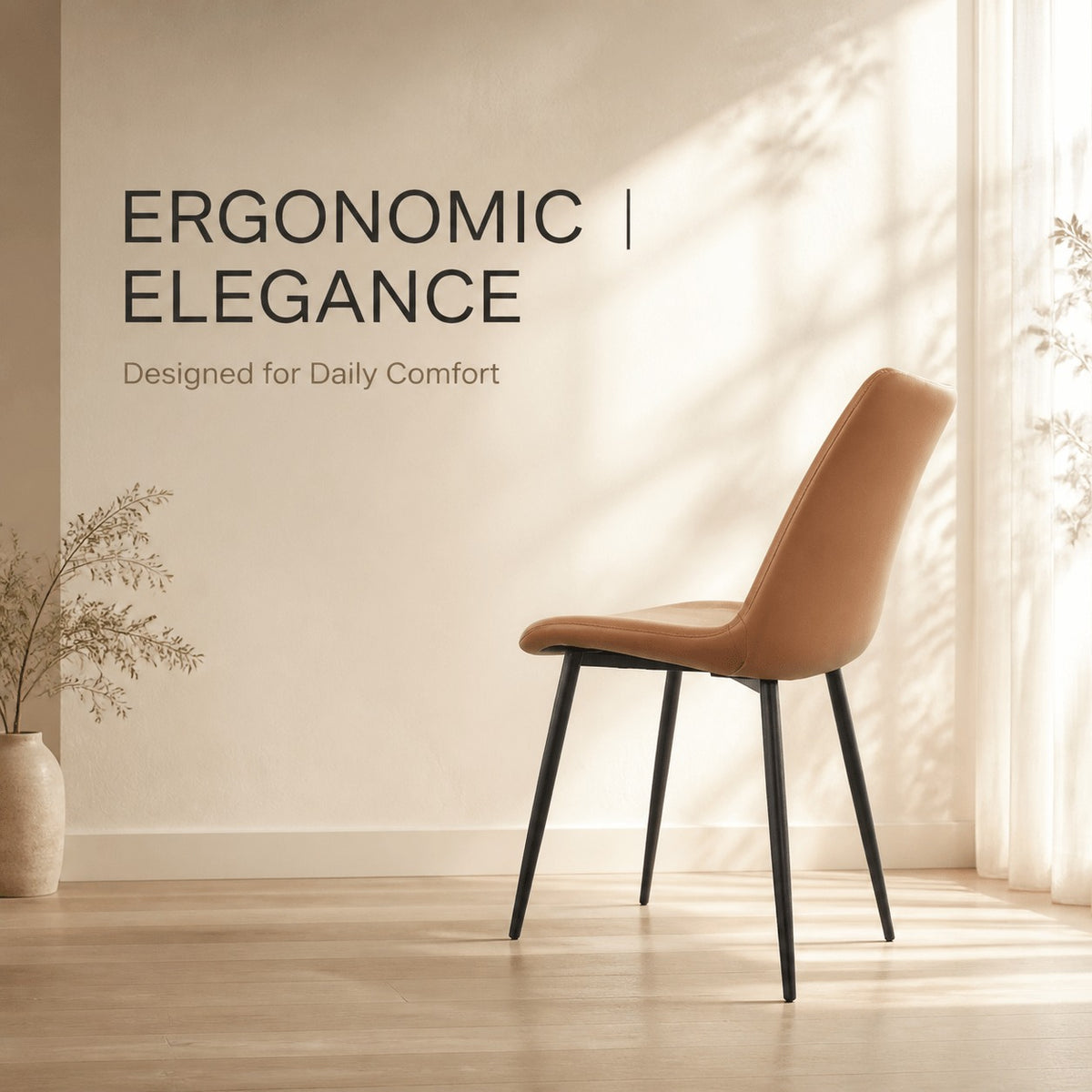 Black PU Leather Dining Chairs 1/2/4 Set, Metal Leg Accent Chairs