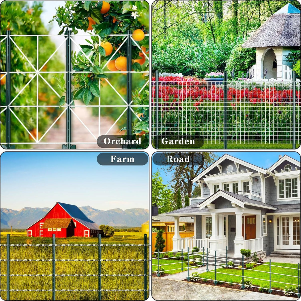 4/5/6/7FT Metal Fence Posts, 10-Pack Heavy Duty Green T-Posts for Outdoor Garden Fencing, Metal Fence Stakes for Outdoor Garden & Yard Fencing, Sturdy and Practical Design