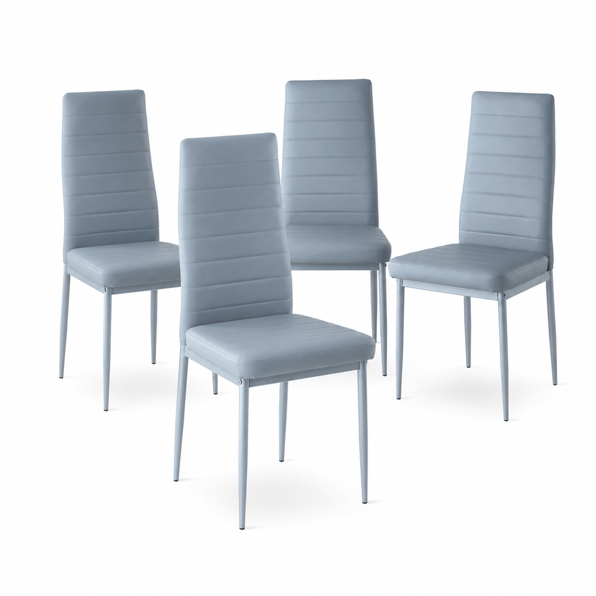 Leather Upholstered Dining Chairs, Metal Leg Kitchen Side Chairs with Thick Cushions, Set 1/2/4