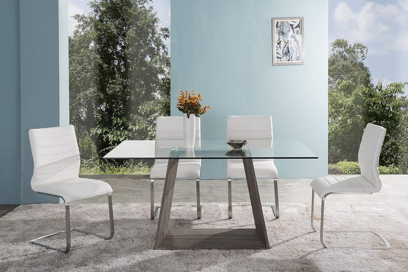 Modern Stitched Upholstered Dining Chairs, Cantilever Stainless Steel Leg Side Chair, Black & Grey Available, Set of 2/4/6/8/10