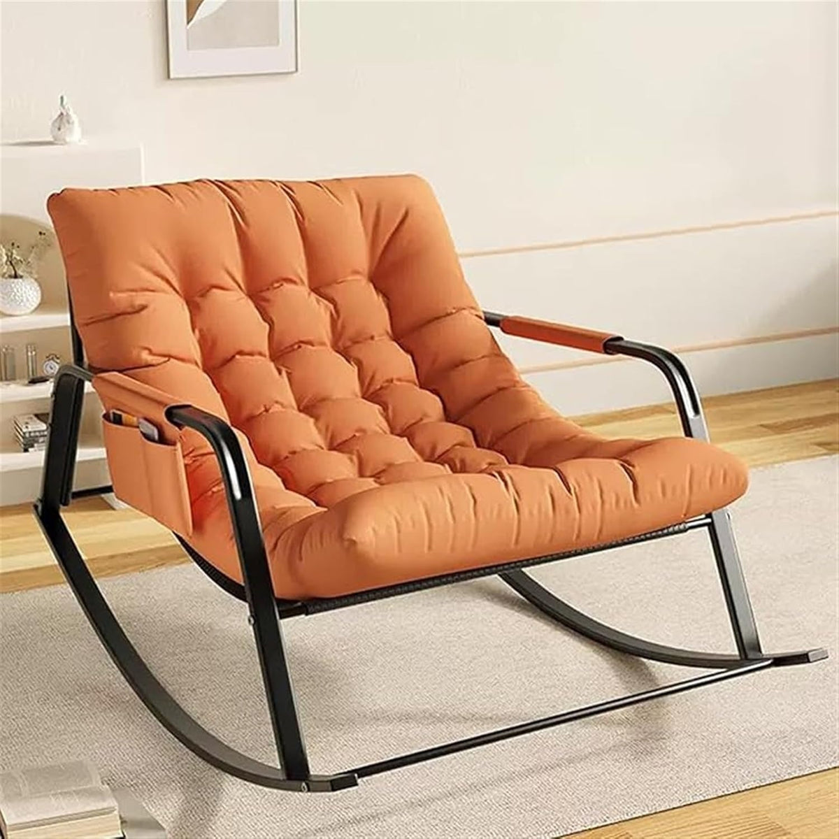 Ergonomic Linen Glider Rocker Recliner with Armrests for Indoor Use