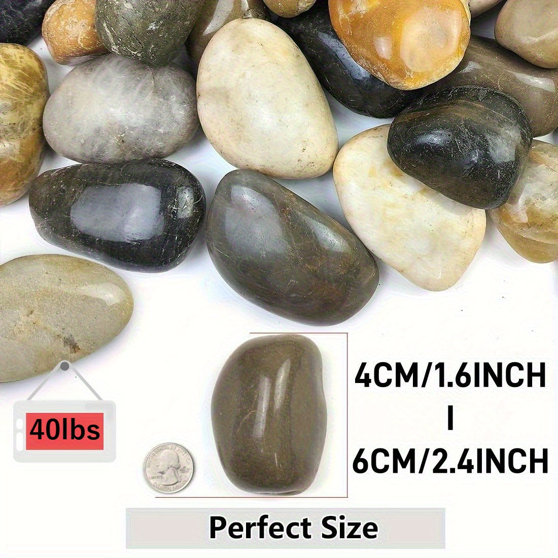 StoneCreek River Stones | Decorative Garden Stones for Plant Beautification | Polished Gravel for Home Decor, Vases, Succulents, Flower Beds & Fish Tanks