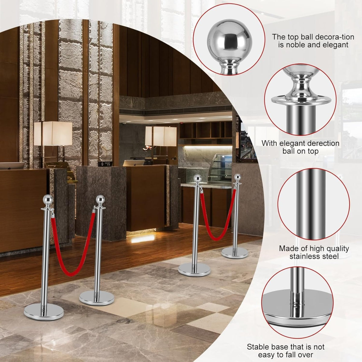 Crowd Control Stanchion Multiple Styles | Retractable Belt & Velvet Rope Queue Barrier Posts for Events, Weddings, Red Carpet & Venue Line Management
