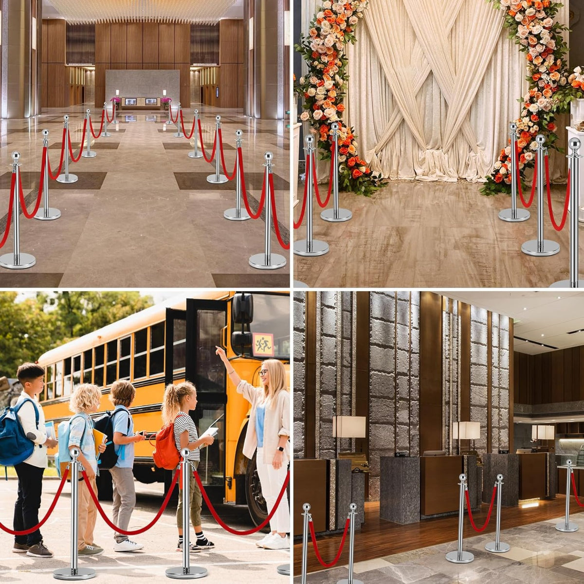 Crowd Control Stanchion Multiple Styles | Retractable Belt & Velvet Rope Queue Barrier Posts for Events, Weddings, Red Carpet & Venue Line Management