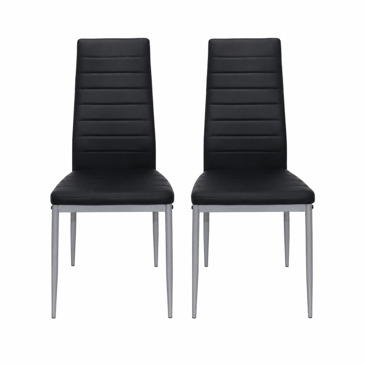 Leather Upholstered Dining Chairs, Metal Leg Kitchen Side Chairs with Thick Cushions, Set 1/2/4