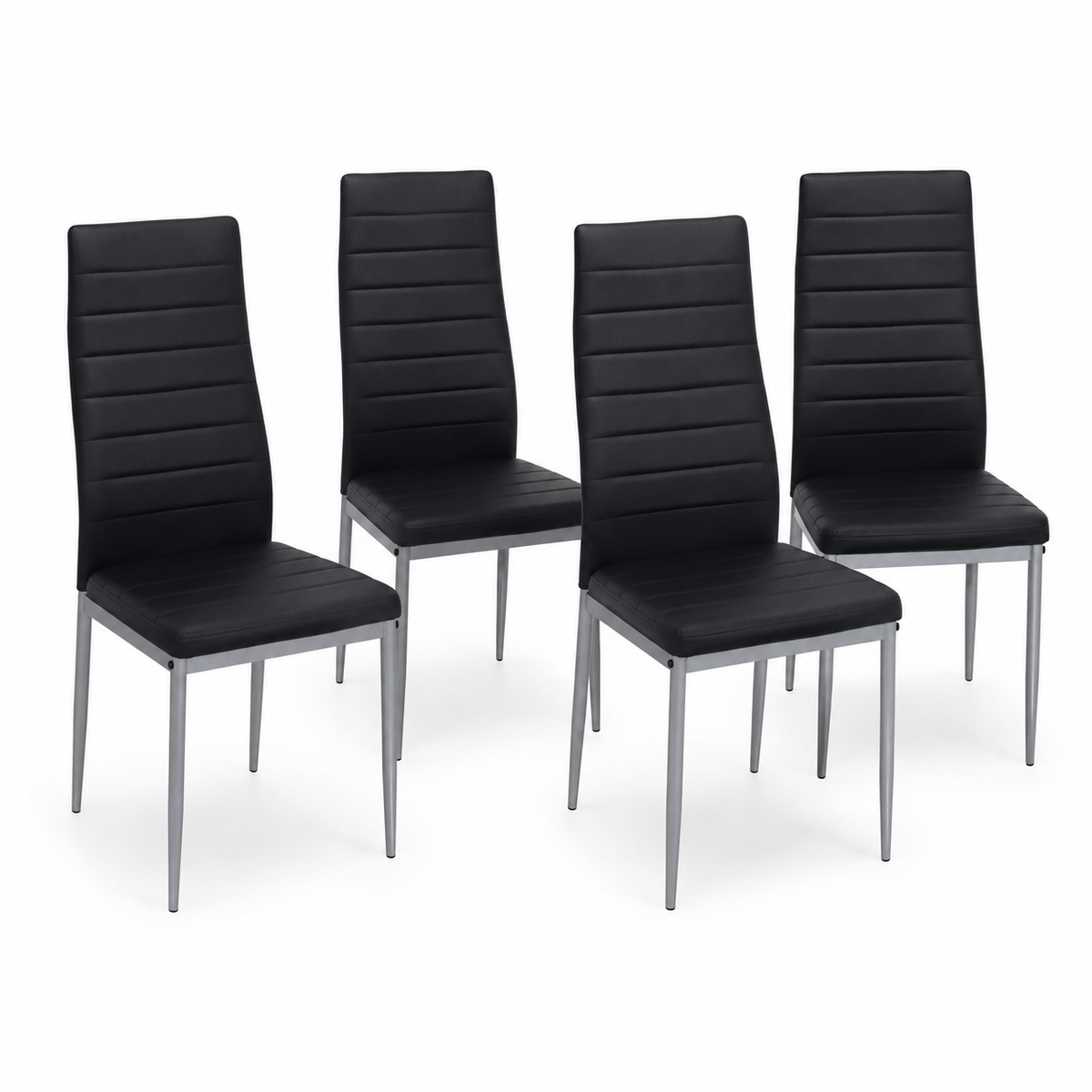 Leather Upholstered Dining Chairs, Metal Leg Kitchen Side Chairs with Thick Cushions, Set 1/2/4
