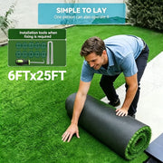 Artificial Grass Turf, 0.4/0.6/0.7 inch Pile Height Fake Grass Mat with Installation Kit, Durable Synthetic Grass for Patio, Garden, Dogs & Outdoor Decor