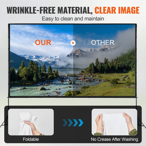 100/120/150 inch Projector Screen with Stand, 16:9 4K HD Portable Projection Screen for Indoor Outdoor Home Theater, Backyard Movie Night