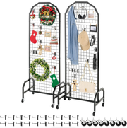 Grid Wall Display Panels | Freestanding & Wall-Mount Options, Rolling or Fixed, with Hooks, for Retail, Craft Fairs & Home Organization